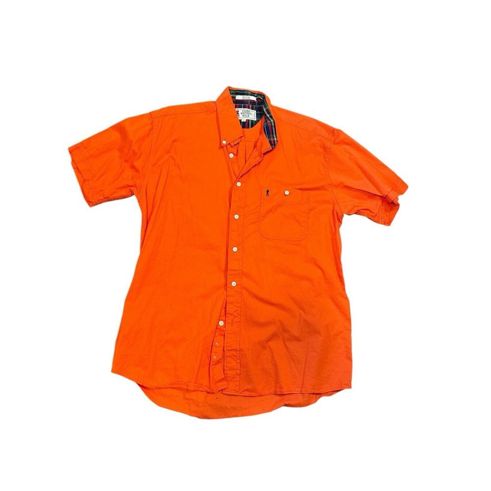 Starr Western‎ Wear Shirt Mens L Orange Western (Cowboy on The Pocket)Rodeo Farm